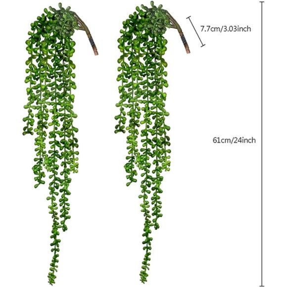 4pcs Artificial Succulents Hanging Plants Fake String of Pearls for Wall Home - Picture 2 of 6